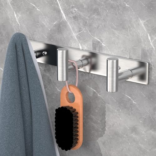 Wall Mounted Coat Rack (Silver / 3 "T" Hooks, 1PACK)