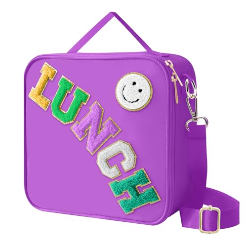 Insulated Lunch Bag With Adjustable Shoulder Strap (Dark Purple)