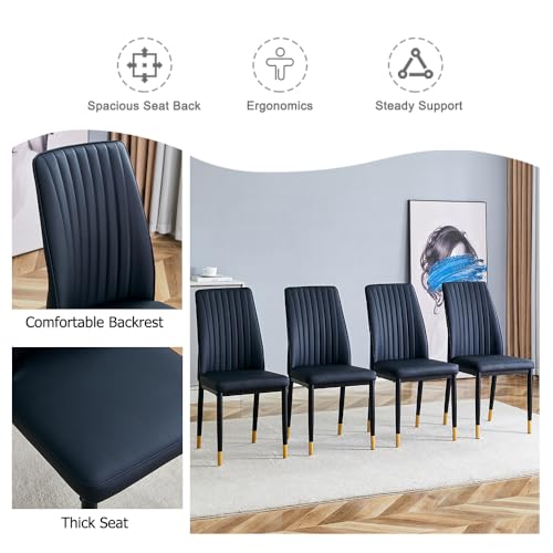 Modern Dining Chairs Set (B- Black)