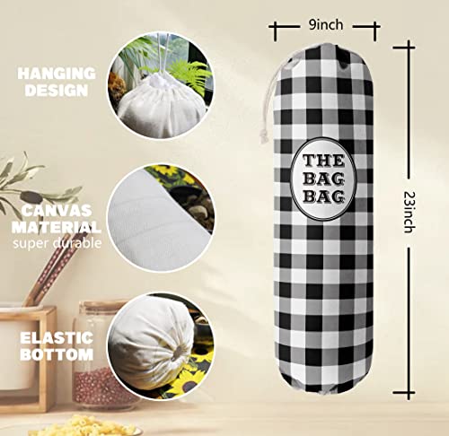 THE BAG BAG Plastic Bag Holder (Black White Plaid)