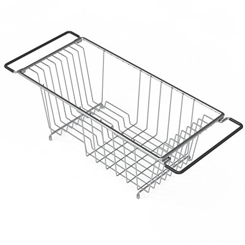 Stainless Over Sink Counter Top Dish Drainer Drying Rack (Medium / Chrome)