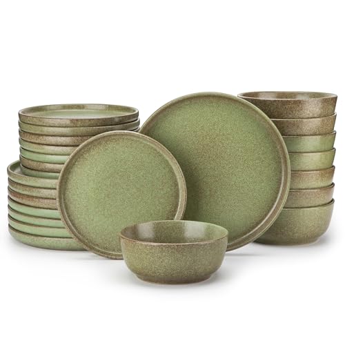 Plates and Bowls Sets (Mossy Green / 24 Pcs (Service for 8))