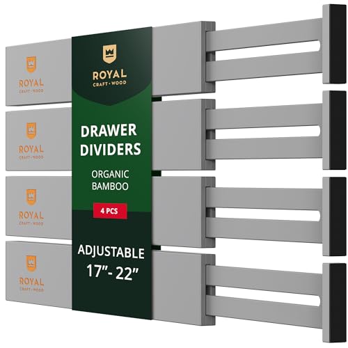 Bamboo Drawer Dividers Organizers (Large (up to 22") / Gray)