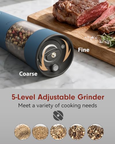 Larger Capacity Rechargeable Electric Salt and Pepper Grinder Set