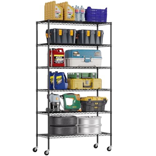 6 Tier Wire Shelf with Wheels
