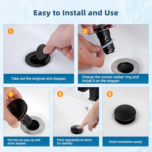 Upgraded 3 in 1 Bathroom Sink Drain Strainer (Oil-rubbed Bronze)