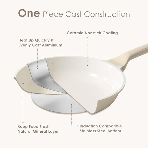 Nonstick Saute Pan with Lid 12 (Antique White / 12-inch/5QT)
