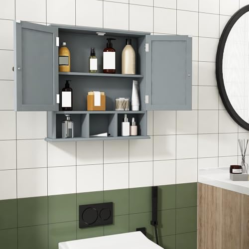 Bathroom Wall Cabinet with Adjustable Shelves (Grey / 1 pack)