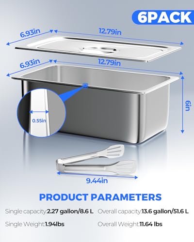 Steam Table Hotel Pans with Lid 1 (6" Deep / 1/3 Size)