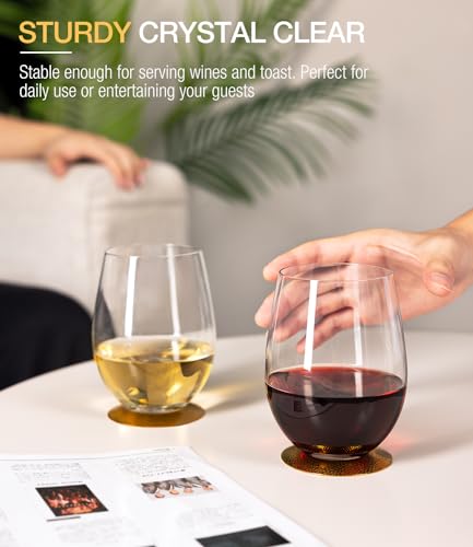 Stemless Wine Glasses Set of 4 (Set of 4-15oz)