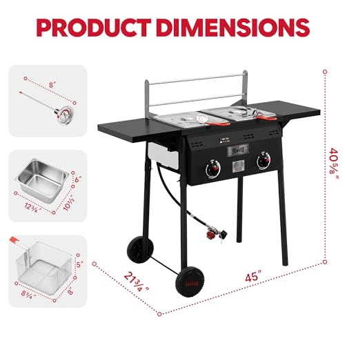 Outdoor Propane Deep Fryer with Rolling Cart