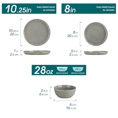 ANYA 24 Pieces Plates and Bowls Set (Stone Gray / 24 Pcs (Service for 8))