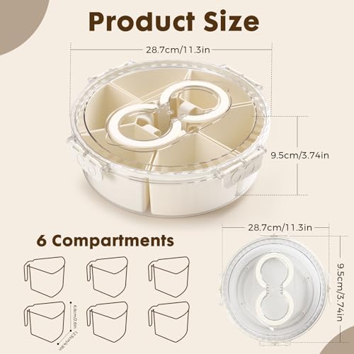 Divided Snack Serving Tray with Lid and Handle (11")