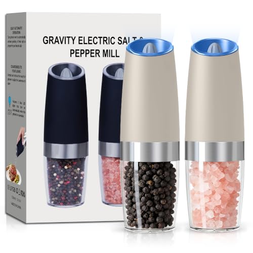 Battery Operated Gravity Salt And Pepper Grinder Set (Khaki-Set)