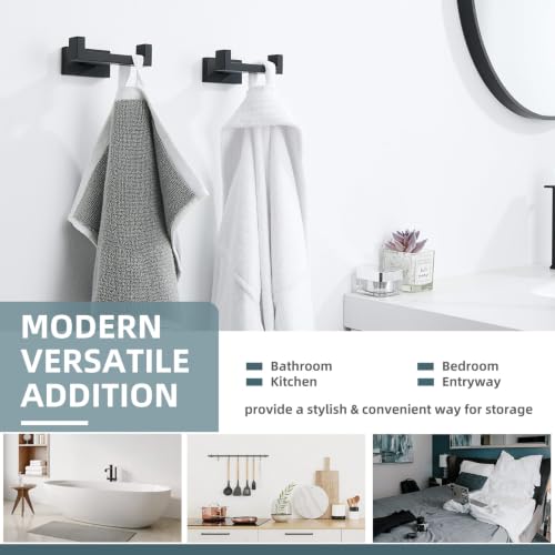 Bathroom Towel Hook Matte Black (2 Pack / Matte Black)