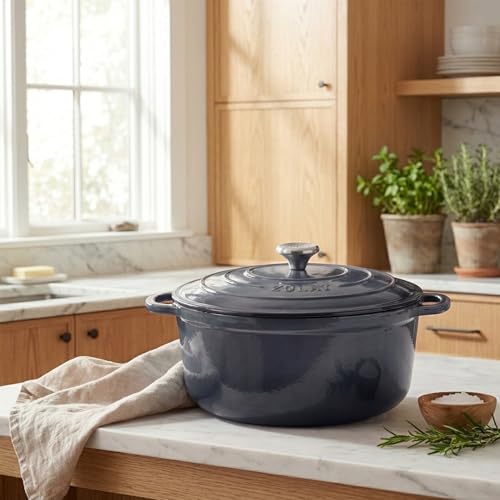 5 Quart Enameled Cast Iron Dutch Oven Pot with Lid (Gray / 5 Quart)