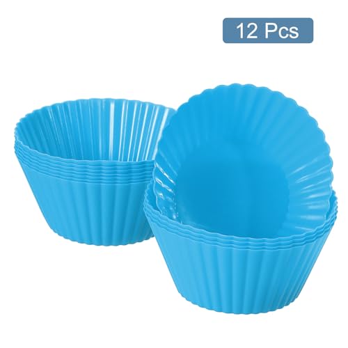 12Pcs Silicone Cupcake Liners (Blue / 2")
