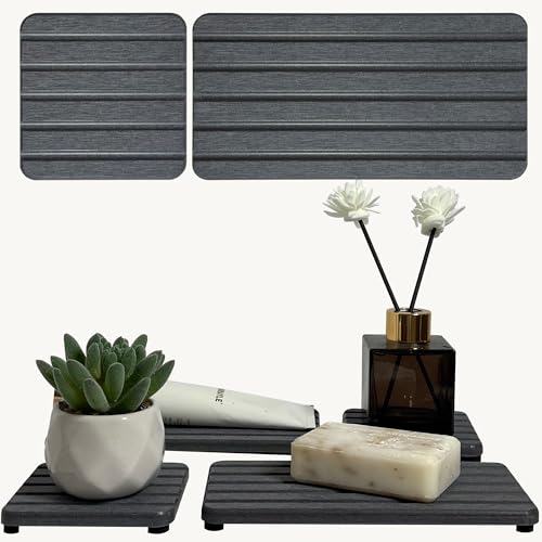 Set of 4 Water Absorbing Stone Tray (Dark Gray)
