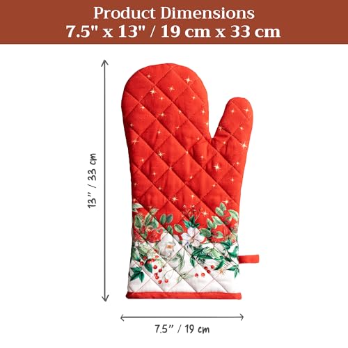 Maison d'Hermine Oven Gloves 100% Cotton Oven Mitt (107 - Noel / 7.5" x 13" (Oven Mitt))