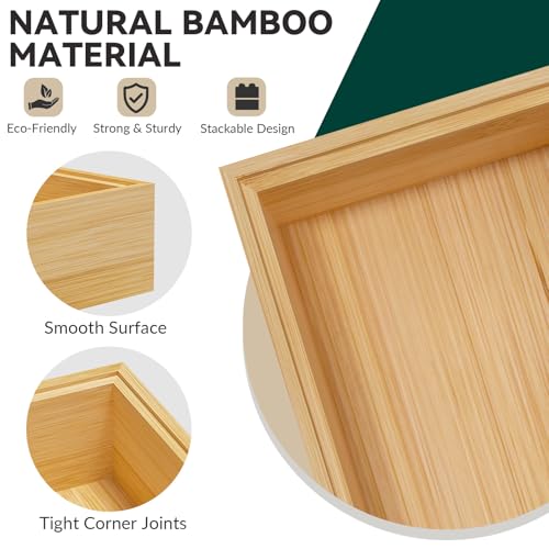 Bamboo Kitchen Drawer Organizer (17 x 6 x 2 Inch / Yellow)