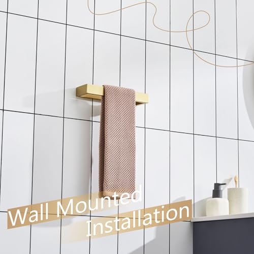 Towel Ring Brushed Gold Hand Towel Holder 9 Inch Kitchen Towel Hanger Rack Stainless Steel Bathroom Hardware Wall Mounted (Brushed Gold / 1 Pack)