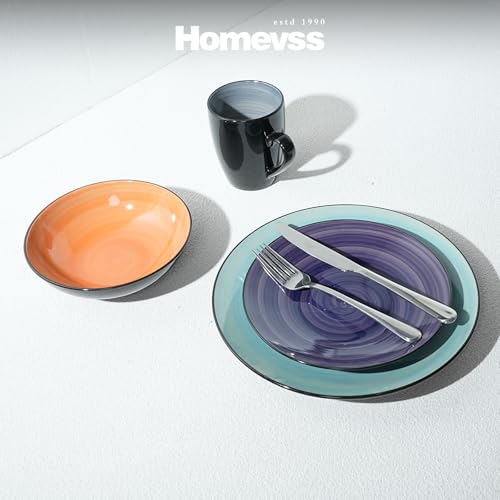 Stoneware Sonoma 16pc Dinnerware Set (16pc Set / Mix Grey, Orange, Purple, Turquoise)