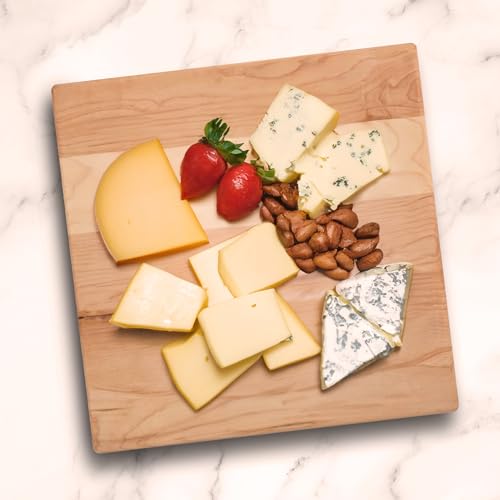 B Series Square Wooden Maple Cutting Board 12”x12” (12"L x 12"W / Maple with Wood Feet)