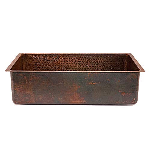 KSDB33199 33 Inch Hammered Copper Kitchen Single Basin Sink (33" x 19" x 9")