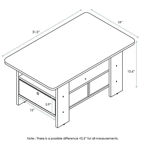 Andrey Coffee Table with Bin Drawer (Columbia Walnut/Dark Brown / 2 Bin)