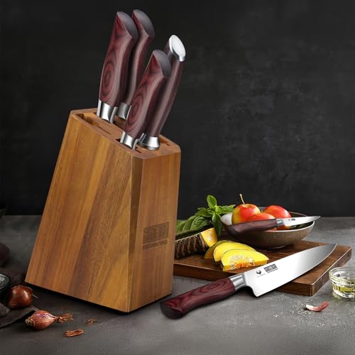 7PCS Kitchen Knife Set with Block (7 Pieces Knife Set)