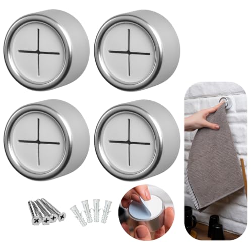 Self Adhesive Dish Towel Holder Hooks (4 Pack / Deep Grey)