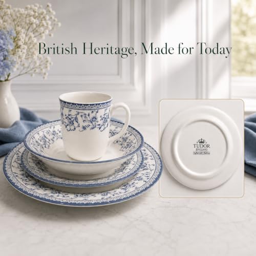 24 Piece Porcelain Dinnerware Set for 6 (Aster Blue / 24)