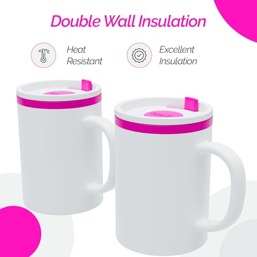 Iconic Desk Mug with Lid & Handle (Pink)