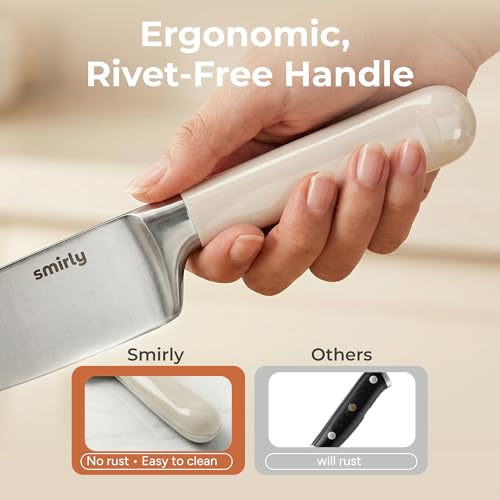 14 Piece Kitchen Knife Set with Block (Cream White)