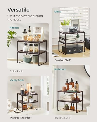 Set of 2 Metal Spice Racks (Brown / 2 Tiers (9"D x 12.6"W))