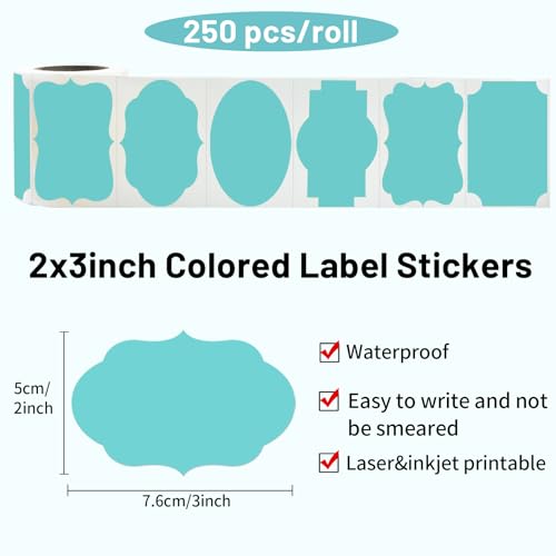 Blue Labels 250 PCS 3" x 2" Fancy Shape Stickers for Storage Boxes or Food Jars