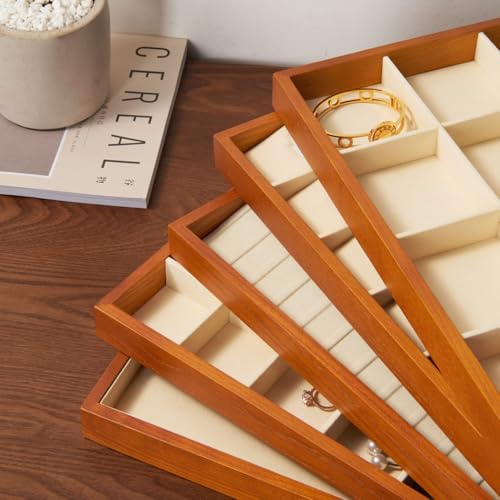 Solid Wood Jewelry Tray (Creamy-white 24 grid tray)