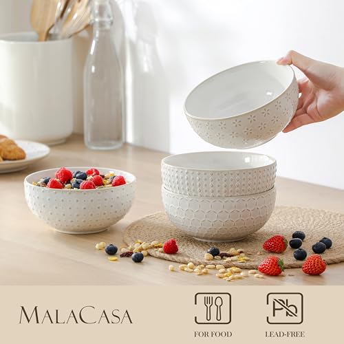 Cereal Bowls 30 Ounce Ceramic Soup Bowl for Kitchen (30 OZ / Arctic White)