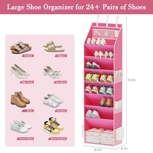 Shoe Storage Over the Door Shoe Organizer (Pink / 1 Pack)