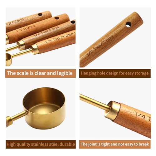 Gold Measuring Cups and Spoons Set of 4