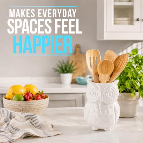 White Owl Utensil Holder (White)