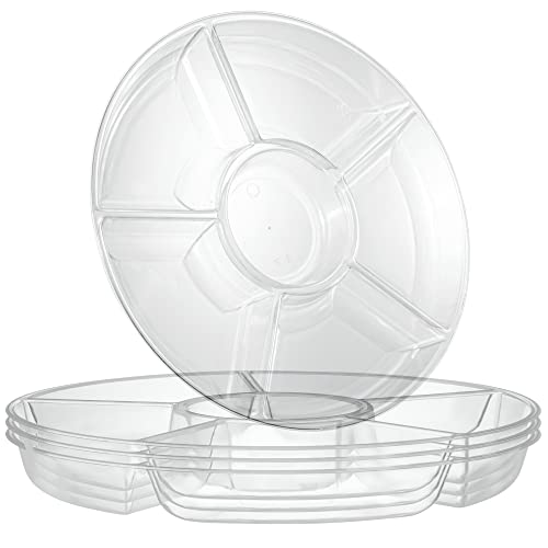 6 Sectional Round Plastic Serving Tray (Clear)