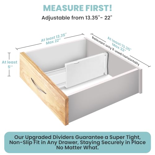 White Expandable Drawer Dividers (5" Tall, 13"-22" Long)