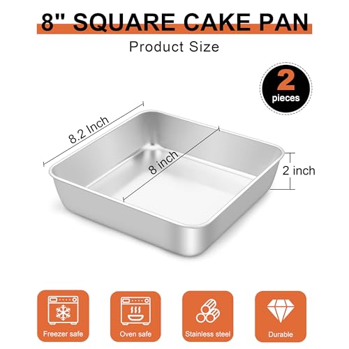 8 Inch Square Baking Cake Pan Set of 4 (8'' x 8'')