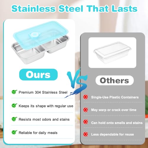 2 Pack Stainless Steel Food Containers with Lids (2 Count)