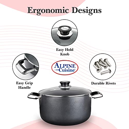 10 Quart Non stick Stock Pot with Tempered Glass Lid and Carrying Handles (10-Quart Stock Pot / Open Stock)