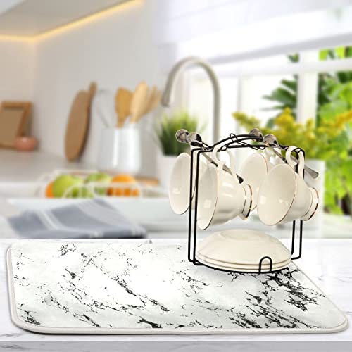 Super Absorbent Dish Drying Mat (White Marble / 16" x 18")