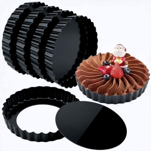 6 Pack 5in Mini Tart Pans with Removable Bottom for Baking