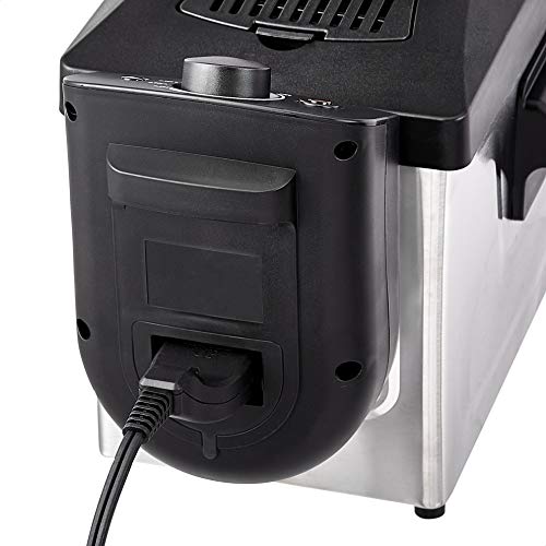 3.2-Qt (3.0L) Electric Deep Fryer with Adjustable Temperature Control, Easy Draining Basket, Viewing Window, Fast-Heating 1500W, Stainless Steel Exterior, Black & Silver (3.2-Qt, Black & Silver)