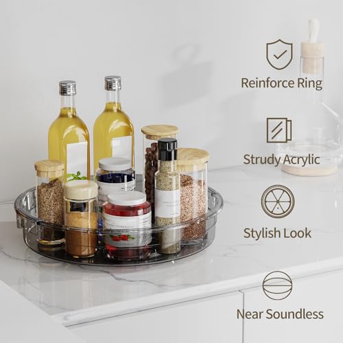 3 Pack Lazy Susan Organizer Turntable for Cabinet (Gray / 3 Pack 12in+10.6in+9.25in)
